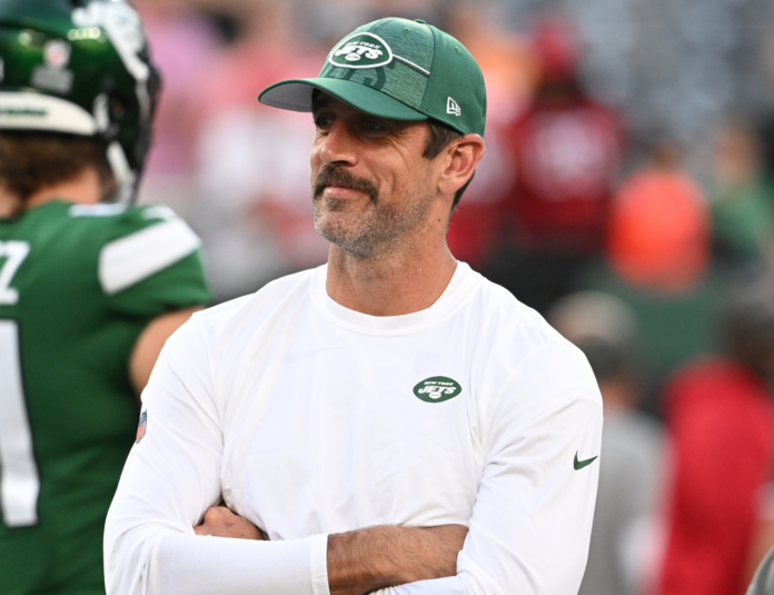 New York Jets Football Aaron Rogers with mustache